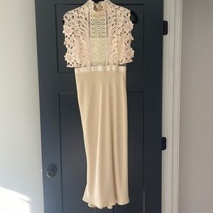 Self Portrait Lace sheath dress Ivory/Peach size 4